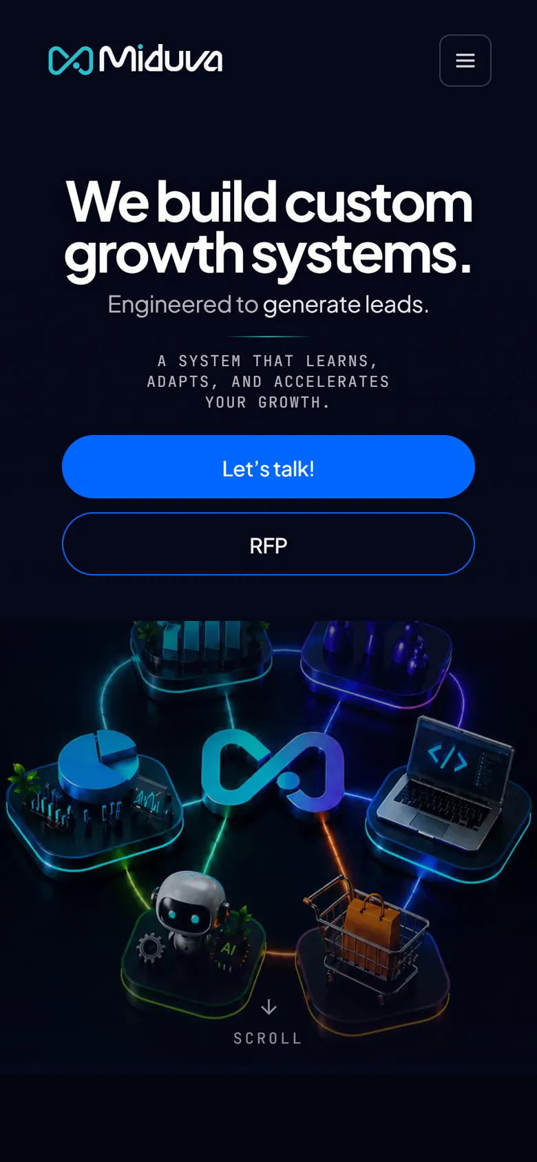 Miduva homepage on a phone